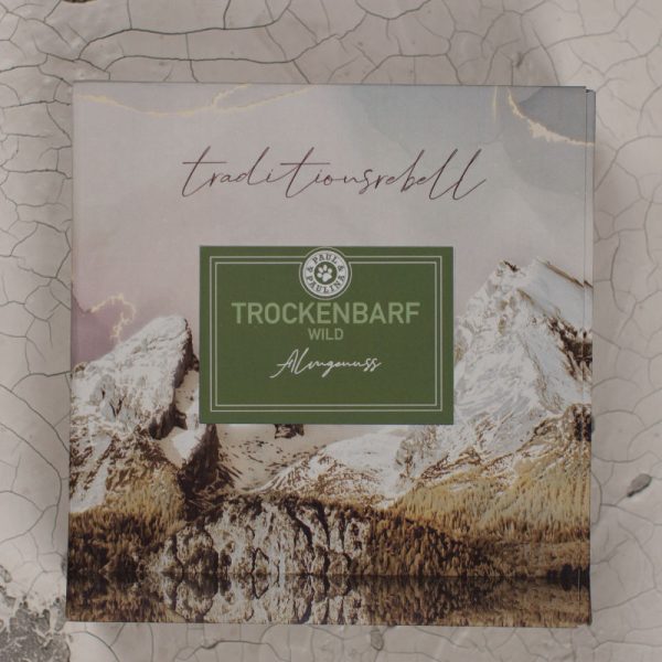 Trockenbarf Wild Almgenuss Pur von Paul & Paulina mit 100% Wild luftgetrocknetem Trockenbarfen Fleisch. Kleine Packung