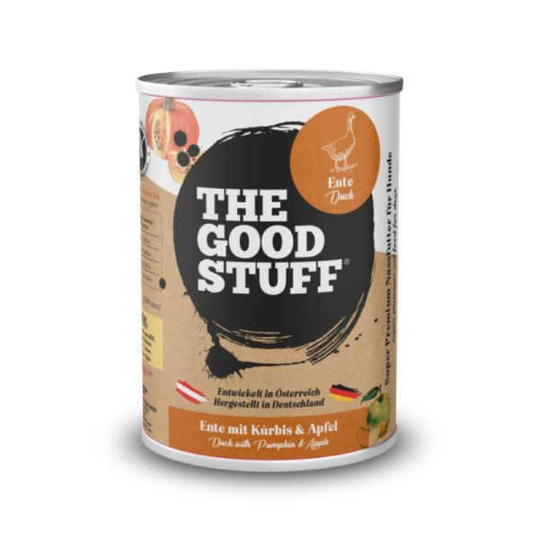 Nassfutter Ente. Hundefutter mit Ente von The Goodstuff. Good Stuff Ente Dose.